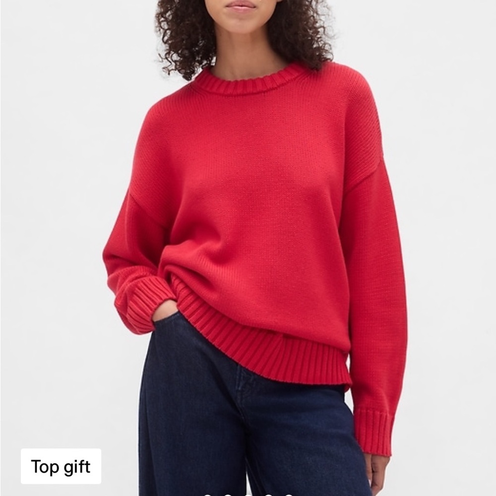 Gap 100% Cotton Red Crew Neck Sweater (like new)